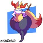 1:1 2024 ambiguous_gender anthro atsuineko big_butt biped blush braixen butt digital_media_(artwork) generation_6_pokemon huge_butt huge_thighs hyper hyper_butt hyper_hips hyper_thighs nintendo nude pokemon pokemon_(species) simple_background smile solo thick_thighs wide_hips