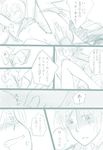  angry bai_lao_shu bare_legs barefoot blush breasts comic couple crying erica_hartmann gertrud_barkhorn military military_uniform monochrome multiple_girls nipples panties short_hair small_breasts strike_witches translated underwear uniform world_witches_series yuri 