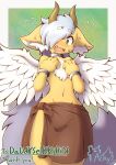 acky05 angelic anthro blush bottomwear chest_tuft clothed clothing collar cuff_(restraint) embarrassed feathery_wings fur furred_kobold grey_hair grey_tail hair hair_over_eye hand_on_chest hands_to_chest hi_res iron_collar iron_cuffs kobold loincloth loincloth_only looking_away male metal_collar metal_cuffs one_eye_obstructed open_mouth restraints silver_hair silver_tail solo tail topless tuft winged_kobold yayuri