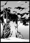  comic greyscale heartcatch_precure! ishida_akira monochrome precure solo standing translation_request tree tsukikage_yuri 
