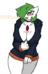anthro big_breasts blush breasts cleavage clothed clothing female gardevoir generation_3_pokemon hi_res nintendo pace-maker pokemon pokemon_(species) solo thick_thighs wide_hips
