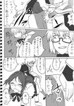  2girls :&lt; all_fours alternate_costume ass bow bowtie braid bridal_gauntlets china_dress chinese_clothes clenched_teeth closed_eyes comic dress glasses greyscale hand_on_ass hong_meiling izayoi_sakuya long_hair long_sleeves monochrome morichika_rinnosuke multiple_girls no_hat no_headwear open_mouth pain rubbing semi-rimless_eyewear shoes sitting so-men spanking sweat teeth thumbs_down touhou translated twin_braids wide_sleeves 