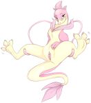 3_fingers 3_toes alternate_color anthro anthrofied bedroom_eyes blush claws fan_character feet fingers generation_5_pokemon genitals hi_res multicolored_body narrowed_eyes nintendo phantastus pink_body pink_eyes pink_pussy pokemon pokemon_(species) pussy seductive semi-anthro servine simple_background smile smirk spread_legs spread_toes spreading tail tail_tuft toes tuft two_tone_body vine_tentacles white_background yellow_body