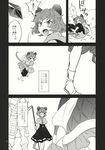  1girl animal_ears bracelet comic greyscale highres jewelry looking_back monochrome mouse_ears nazrin pendant short_hair simple_background tail talking tomobe_kinuko touhou translated upper_body white_background 