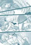  bai_lao_shu blush breasts comic couple erica_hartmann gertrud_barkhorn highres kiss licking long_hair monochrome multiple_girls short_hair skirt small_breasts strike_witches translated undressing uniform world_witches_series yuri 