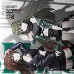  2girls aketa_mikoto album_cover album_name aqua_jacket aqua_nails aqua_theme arm_at_side armpit_crease belt black_belt black_jacket black_skirt black_theme black_thighhighs blurry blurry_background breasts bright_pupils brown_eyes brown_hair character_name cleavage closed_mouth contrapposto copyright_name cover cowboy_shot dot_nose earrings fishnet_gloves fishnet_top fishnets floating_hair from_side gloves green_hair hand_on_own_face hand_on_own_head heart high_ponytail highres hood hood_down idol idolmaster idolmaster_shiny_colors jacket jewelry jitome logo long_hair looking_at_viewer midriff multiple_girls nanakusa_nichika navel off-shoulder_jacket off_shoulder official_art open_clothes parted_lips pattern_request pleated_skirt shadow shhis_(idolmaster) shiny_clothes sideways simple_background single_bare_shoulder skirt small_breasts smile thighhighs tsurime two_side_up white_background zettai_ryouiki 