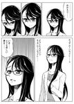 comic glasses greyscale heartcatch_precure! ishida_akira monochrome precure solo translation_request tsukikage_yuri 