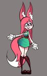 2018 4_eyes 5_fingers animal_humanoid belt boots breasts canid canid_humanoid canine canine_humanoid cleavage cleavage_cutout clothed clothing cutout digital_media_(artwork) dipstick_tail dress female fingers footwear fox_humanoid fox_spirit gloves green_clothing green_dress hair handwear humanoid inner_ear_fluff jane_(qwerty_soda) long_hair mammal mammal_humanoid markings multi_eye narrowed_eyes pink_ears pink_hair pink_tail qwerty_soda simple_background sleeveless smile solo standing tail tail_markings tan_body tan_skin tuft white_clothing white_gloves white_handwear white_inner_ear_fluff white_tail_tip