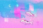  animal_focus cloud crescent_moon fish gradient_background highres koi moon no_humans original wacca005 