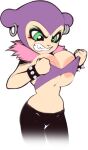 anthro barbara_the_bat bat big_breasts blush boa_(clothing) bracelet breasts clothing daigasso_band_brothers ear_piercing ear_ring eyeshadow fangs female hi_res jewelry makeup mammal master_of_illusion nipples piercing plantpenetrator ring_piercing solo spiked_bracelet spikes teeth topwear tube_top