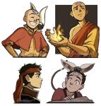  1boy aang animal artist_name avatar:_the_last_airbender avatar_legends bald book commentary english_commentary male_focus momo_(avatar) pet solo tattoo teeth victoria_putinski white_background 