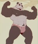 2024 abs anthro armpit_hair barazoku bear beastars biceps big_bulge big_muscles black_sclera body_hair bulge cigarette clothed clothing flexing fur giant_panda gouhin_(beastars) grey_background happy_trail hi_res huge_muscles kemono male mammal mr_nellory muscular muscular_anthro muscular_male navel nipples obliques pecs pubes scar serratus simple_background smoke smoking solo standing thick_arms thick_thighs topless topless_anthro topless_male tuft underwear underwear_only