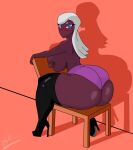 alien boots breast_expansion breasts clothing covering covering_breasts curvy_figure duck_dodgers expansion female footwear hair hourglass_expansion hourglass_figure humanoid legwear martian martian_(duck_dodgers) pancholoco64 panties queen_tyr&#039;ahnee solo thigh_boots thigh_highs underwear white_hair