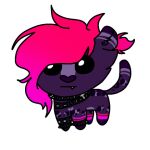 ambiguous_gender collar felid fuchsia_(gem_andromeda) gem_andromeda hair heart_nose heart_symbol jaguar low_res mammal pantherine pink_hair punk punk_hair purple_body solo spiked_collar spiked_wristband spikes