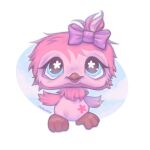 accessory avian beak bird blue_eyes bow_ribbon eyelashes feathered_wings feathers female feral hair hair_accessory hair_bow hair_ribbon hasbro head_tuft littlest_pet_shop lps_496 lpsmilktea owl pink_body pink_feathers ponytail ribbons solo tuft unusual_eyes unusual_iris wings