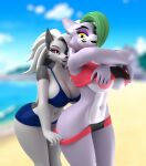 3d_(artwork) anthro argos90 beach bikini blender_(software) blender_cycles canid canine canis clothing digital_media_(artwork) female five_nights_at_freddy&#039;s five_nights_at_freddy&#039;s:_security_breach generation_2_pokemon helluva_boss hi_res houndoom loona_(helluva_boss) mammal nintendo pokemon pokemon_(species) roxanne_wolf scottgames solo steel_wool_studios swimwear undressing wolf