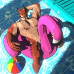 3d_(artwork) absurd_res buruthebull digital_media_(artwork) dragon_(maxwellshiba) hi_res lunjy_(maxwellshiba) maxwellshiba muscular nude pool