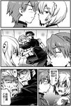  3boys ayanami_rei comic fuyutsuki_kouzou genderswap genderswap_(ftm) greyscale ikari_gendou imminent_kiss monochrome multiple_boys neon_genesis_evangelion nyoriko souryuu_asuka_langley surprised translated yaoi 