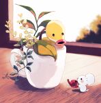  absurdres artist_name bellsprout commentary_request cup highres leaf mouse no_humans plant pokemon pokemon_(creature) solid_oval_eyes su_(sajo_su5) tail tandemaus teacup twitter_username watering_can 