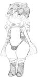 armor aubade bulge cho_(mochikirb) cloak clothing hair headgear helmet humanoid long_hair machine made_in_abyss male mochikirb panties robot robot_humanoid simple_background sketch solo thick_thighs underwear