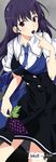  food fruit grapes grisaia_(series) grisaia_no_kajitsu long_hair mizuki_makoto purple_eyes purple_hair sakaki_yumiko school_uniform solo 