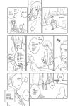  3boys bad_id bad_pixiv_id bed bed_sheet blush bottomless cane comic crossdressing eye_contact formal greyscale korean lineart long_hair looking_at_another male_focus monochrome montanyaoh multiple_boys necktie original otoko_no_ko pillow plant potted_plant sitting standing sweatdrop thighhighs translation_request yaoi 