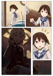  artist_name brown_eyes brown_hair cleaning comic corded_phone dated duster green_eyes highres kanokoga miyafuji_yoshika multiple_girls necktie phone sanya_v_litvyak short_hair silver_hair strike_witches talking_on_phone world_witches_series 