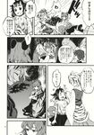  :d animal_ears comic dress from_side greyscale highres long_hair looking_at_viewer monochrome mouse_ears mouse_tail multiple_girls nazrin open_mouth short_hair smile surprised tail talking tomobe_kinuko toramaru_shou touhou translated 
