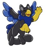 avian beak black_body eyes_closed feathered_wings feathers feet gryphon mythological_avian mythological_creature mythology solo symrea talons toes wings