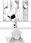  beret comic doujinshi greyscale hand_on_another's_cheek hand_on_another's_face hat highres hong_meiling izayoi_sakuya maid maid_headdress monochrome multiple_girls non-web_source smile touhou translated yoekosukii yuri 