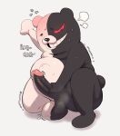 2024 anthro balls bear belly black_and_white_fur blushing_profusely bodily_fluids danganronpa genetic_chimerism genitals hi_res kneeling looking_pleasured male mammal masturbation moan monokuma musk musk_clouds musky_balls navel outie_navel overweight overweight_male penile penile_masturbation roseonapot saggy_balls shaking short short_stack smile solo spike_chunsoft split_color sweat teapot_(body_type) tremble_spikes trembling