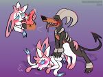 absurd_res duo eeveelution feral generation_2_pokemon generation_6_pokemon genitals hi_res houndoom knot licking male male/male nintendo oral penile penis penis_lick pokemon pokemon_(species) sex sylveon tongue wickedwhiskerz