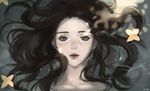  bad_id bad_pixiv_id black_hair blue_eyes days0047 freckles lips long_hair original partially_submerged solo water 