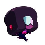  1girl afro bodysuit chibi chibi_only colored_skin commentary discount-supervillain english_commentary full_body garnet_(steven_universe) gem gem_(steven_universe) lips purple_skin running solo steven_universe transparent_background 