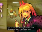  2boys 2girls alpharecdyt ass_shake ayanami_rei backrooms_(creepypasta) black_necktie blonde_hair blue_hair bodysuit ceiling ceiling_light chainsaw_man colored_skin commentary crossover demon_girl demon_horns dragon_ball english_commentary fluorescent_lamp green_skin hair_between_eyes highres horns long_hair_between_eyes looking_at_viewer mecha_pilot_suit meme model_clipping multiple_boys multiple_crossover multiple_girls necktie neon_genesis_evangelion noclip ogre orange_pants pants plugsuit_(evangelion) power_(chainsaw_man) red_eyes red_horns shrek shrek_(series) son_goku spiked_hair sweatdrop t-pose teeth twerking wallpaper_(object) what yellow_theme 