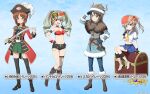  4girls :d anchor_ornament anchovy_(girls_und_panzer) anglerfish anime_coloring anzio_(emblem) arm_support arm_warmers armband armor axe bandana belt belt_buckle bicorne bike_shorts bike_shorts_under_skirt bikini bikini_under_clothes black_belt black_boots black_coat black_gloves black_hat black_neckerchief black_shorts black_thighhighs blue_background blue_coat blue_gloves blue_pants blue_sailor_collar blue_skirt blush boots bracelet breasts brown_boots brown_eyes brown_hair buckle capelet chain character_name choker cleavage closed_mouth coat coin collarbone commentary_request copyright_notice cutlass cutoffs drill_hair emblem epaulettes fake_horns finger_to_face finger_to_own_chin fingerless_gloves fish full_body fur-trimmed_boots fur-trimmed_coat fur_capelet fur_trim gem girls_und_panzer girls_und_panzer_senshadou_daisakusen! gloves gold_chain gold_coin gradient_background green_hair green_skirt grey_boots hat hatchet_(axe) helmet high_heel_boots high_heels highres holding holding_sword holding_weapon horned_helmet horns jewelry legs lineup long_sleeves looking_at_viewer medium_hair midriff mika_(girls_und_panzer) military_coat multicolored_coat multiple_girls navel neckerchief nishizumi_miho official_art one_side_up ooarai_school_uniform open_mouth pants pleated_skirt red_bandana red_bikini red_coat red_eyes sailor_collar school_uniform shading_eyes sheath shimada_arisu shirt short_hair short_shorts short_sleeves shorts single_thighhigh sitting skirt smile standing star_(symbol) strapless strapless_bikini swimsuit sword thighhighs thighs torn_clothes torn_thighhighs translated treasure_chest twin_drills two-tone_coat v-shaped_eyebrows weapon white_sailor_collar white_shirt wristband yellow_neckerchief 