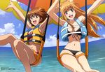  absurdres animal_ears asobi_ni_iku_yo! bikini breasts cat_ears cleavage eris_(asobi_ni_iku_yo!) front-tie_top highres ishikura_keiichi kinjou_manami large_breasts life_vest long_legs megami multiple_girls parachute parasailing swimsuit 