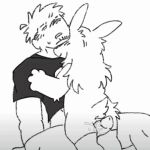 animated animated_gif anthro anthro_penetrated arm_grab blush blush_lines bodily_fluids clothing cuddling duo embarrassed female fluffy fluffy_tail frame_by_frame genitals hair half_naked human human_on_anthro human_penetrating human_penetrating_anthro humanoid_genitalia humanoid_penis interspecies lagomorph legwear leporid line_art long_hair looking_pleasured male male/female mammal ngao orange_rabbit1 penetration penis rabbit rear_view sex short_playtime simple_background simple_coloring sitting stockings tail tail_motion tailwag thigh_sex vaginal
