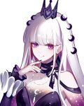  1girl bare_shoulders black_nails chinese_commentary colored_inner_animal_ears commentary_request honkai:_star_rail honkai_(series) long_hair nail_polish nihilux_(beatrice_mellanine)_(honkai:_star_rail) nihilux_(honkai:_star_rail) purple_eyes purple_hair sheya simple_background solo upper_body white_background white_hair 