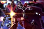  absurdres artist_request battle beam_cannon big_rang bigro energy energy_beam explosion exposed_internal_machinery firing gundam gundam_ms_igloo gundam_perfect_file highres mecha mecha_focus muzzle_flash nebula no_humans official_art oggo_(gundam) one-eyed_mecha pincers realistic robot science_fiction space star_(sky) thrusters war zeon zero_gravity 