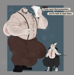  accessory anthro balls beard big_balls big_bulge big_penis bodily_fluids bulge chair clothing domestic_rabbit dragon duo facial_hair footwear furniture genitals hi_res lagomorph leporid lop_rabbit male male/male mammal musk mythological_creature mythological_scalie mythology necktie office_chair office_clothing oryctolagus paper penis rabbit sad_tomato scalie shoes size_difference suspenders sweat sweaty_clothing todd_(sad_tomato) william_gerard 