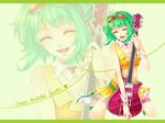  glasses green_hair guitar gumi vocaloid 