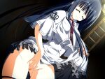  1girl 2000s_(style) black_hair capelet censored closed_eyes closed_mouth clothes_lift cross cross_print crown_print female_masturbation fingering frilled_skirt frills game_asset kagome_(traumatize) kita_high_school_uniform_(subarashiki_hibi) masturbation mosaic_censoring necktie non-web_source official_art print_capelet print_necktie pussy pussy_juice school_uniform self-datamine shirt skirt skirt_lift subarashiki_hibi takashima_zakuro variant_set visual_novel_cg white_capelet white_shirt white_skirt 
