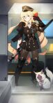  1girl black_boots black_gloves black_jacket blonde_hair blue_eyes boots cape closed_mouth durandal_(honkai_impact) durandal_(valkyrie_gloria)_(honkai_impact) earrings gloves green_cape hat highres holding holding_phone holding_polearm holding_weapon honkai_(series) honkai_impact_3rd indoors jacket jewelry long_hair looking_at_viewer military military_hat military_uniform mirror mirror_selfie pantyhose patipat_asavasena phone polearm selfie solo stan_(honkai_impact) standing thigh_boots weapon 