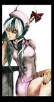  bad_id bad_pixiv_id bespectacled ex-keine glasses green_hair hiroshi_kichi horns kamishirasawa_keine nurse pantyhose solo touhou 