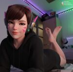  1girl 3d d.va_(overwatch) feet highres lyashu overwatch self-upload solo 