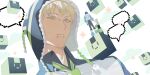  3boys absurdres beanie blonde_hair bridge_piercing brown_hair child closed_mouth dramatical_murder eyebrow_piercing face_piercing full_body green_eyes green_necktie hat highres male_focus multiple_boys multiple_piercings necktie noiz_(dramatical_murder) piercing pom_pom_(clothes) pom_pom_beanie quansiwang seragaki_aoba shirt short_hair simple_background standing white_background white_shirt 