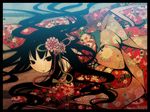 black_eyes black_hair flower japanese_clothes kimono long_hair md5_mismatch original pd-x smile solo wallpaper 
