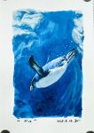  absurdres animal animal_focus bird border commentary_request dated highres katayama_joe no_humans ocean original penguin swimming traditional_media underwater white_border 