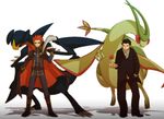  black_hair boots cape flygon garchomp gen_3_pokemon gen_4_pokemon green_wings multiple_boys poke_ball pokemon pokemon_(creature) pokemon_(game) pokemon_gsc pokemon_rgby red_hair sakaki_(pokemon) simple_background sun-baby team_rocket wataru_(pokemon) wings 